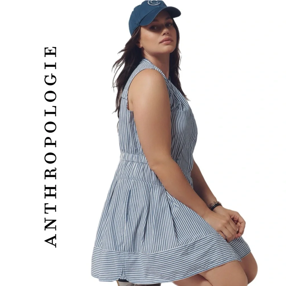 Anthropologie Maeve Sleeveless V-Neck Fit & Flare Shirtdress_4